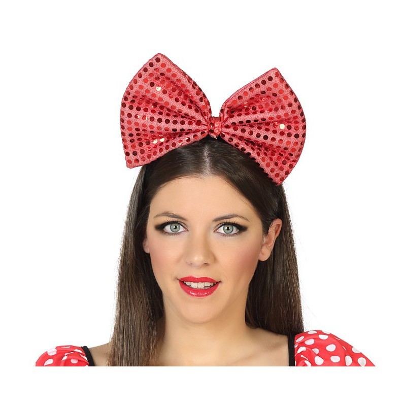 Diadema Lazo Rojo Lentejuelas
