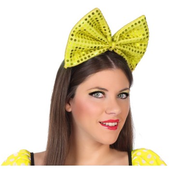 Diadema Lazo Amarillo Lentejuelas