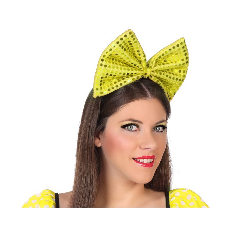 Diadema Lazo Amarillo Lentejuelas