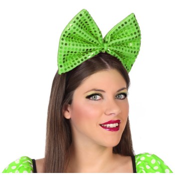 Diadema Lazo Verde Lentejuelas