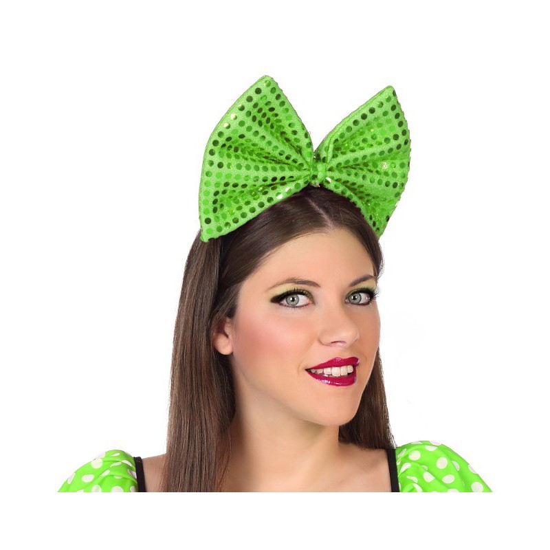 Diadema Lazo Verde Lentejuelas