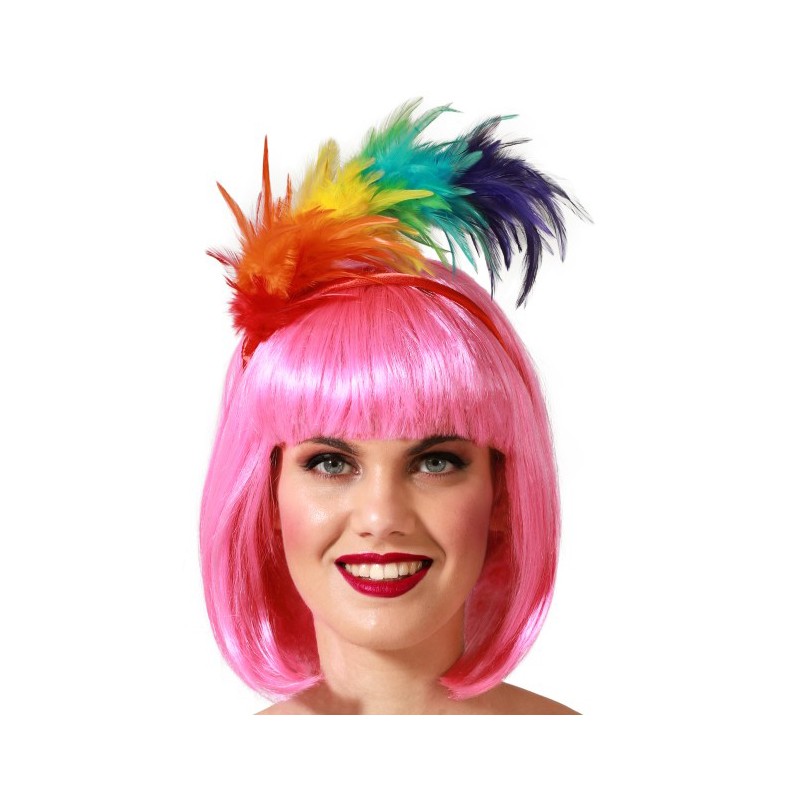 Diadema de Plumas Arcoíris