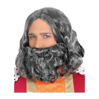 Peluca y Barba de Rey Mago Gris