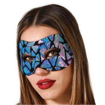 Antifaz Veneciano Azul Brillante