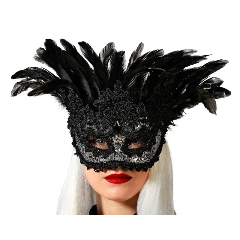 Antifaz de Plumas Negro