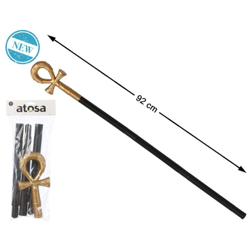 BastÓn egipcio 92 cm con cruz anj dorada y serpiente