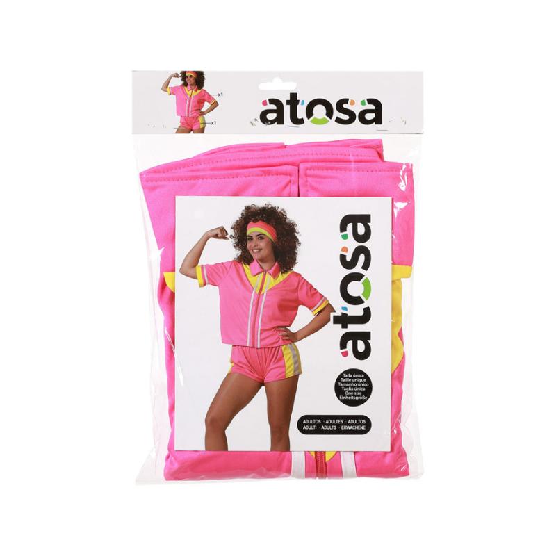 Conjunto chÁndal corto rosa y amarillo neÓn para disfraz aÑos 80