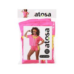 Conjunto chÁndal corto rosa y amarillo neÓn para disfraz aÑos 80