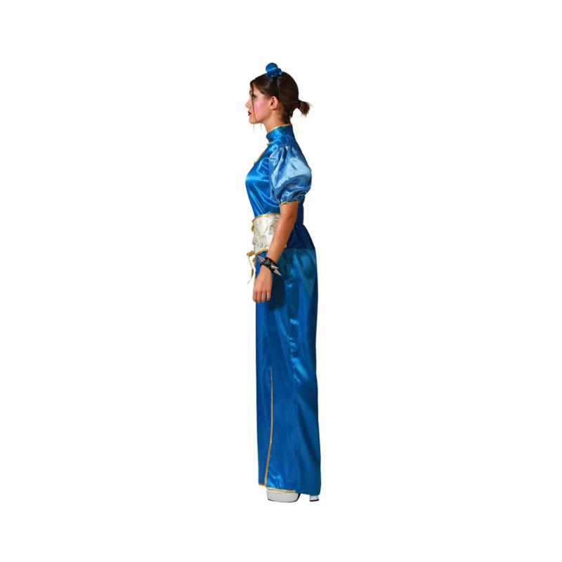 Disfraz china kimono azul mujer adulto
