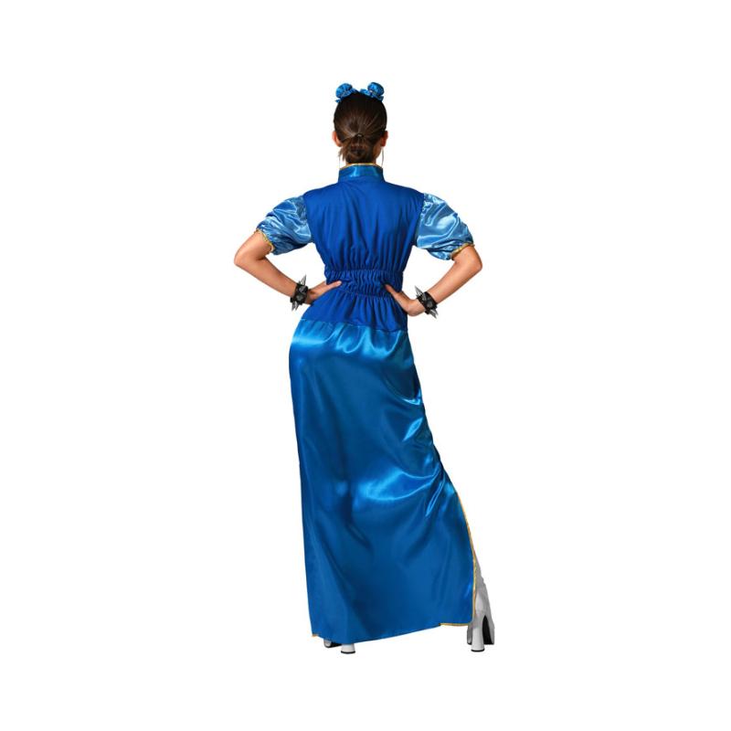 Disfraz china kimono azul mujer adulto