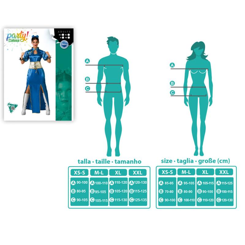 Disfraz china kimono azul mujer adulto