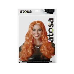 Peluca larga ondulada naranja fantasÍa 150g para looks galÁcticos