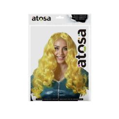 Peluca larga ondulada amarilla fantasÍa 150g para sirena o personaje mÁgico