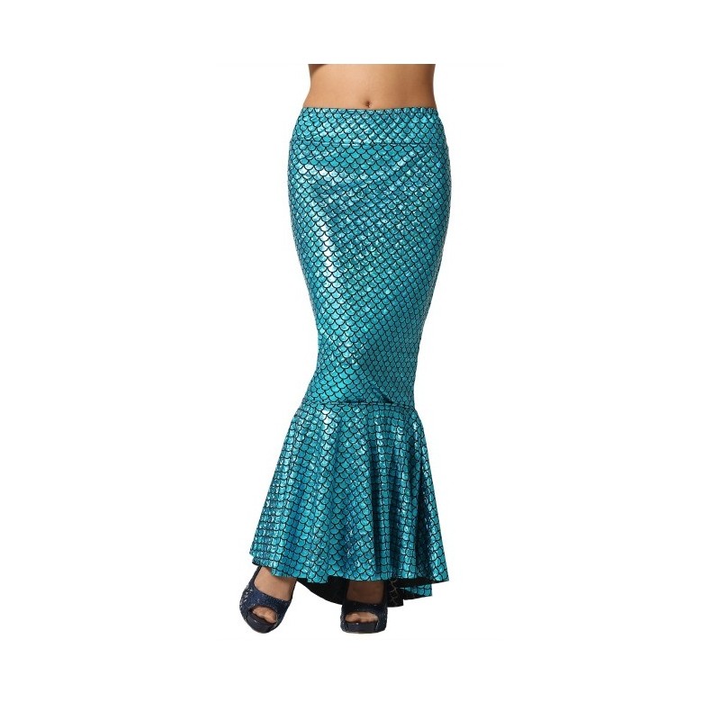 Falda de Sirena Azul con Escamas