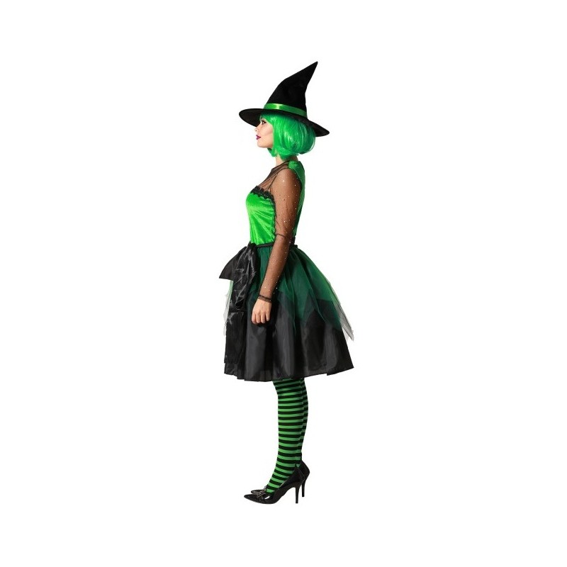 Disfraz de Bruja Verde con Sombrero y Lazo para...