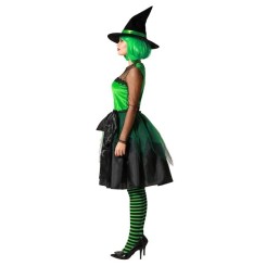 Disfraz de Bruja Verde con Sombrero y Lazo para Mujer