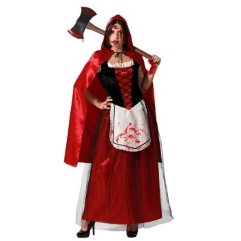 Disfraz caperucita sangrienta con capa, faja y vestido...