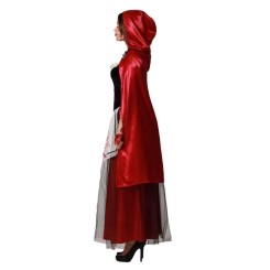Disfraz caperucita sangrienta con capa, faja y vestido largo para adulto