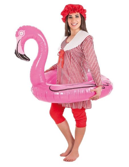 Disfraz de Bañista Rayas con Flotador para Mujer - Disfraces Originales y Graciosos para Adultos - MisterDisfraz.com