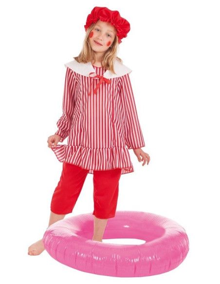 Disfraz de Bañista rayas para niña - Disfraces para Espectáculos Infantiles - MisterDisfraz.com