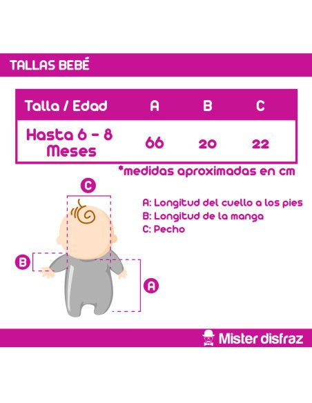 Tallas Disfraz de Babero Fresita Bebé - Disfraces de Frutas, Verduras y Plantas para Bebés - MisterDisfraz.com
