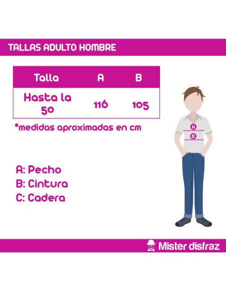 Tabla de Tallas - Disfraz de Mejillón Marino Adulto
