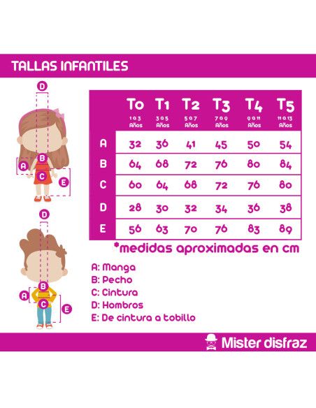 Tallas Disfraz de Doncella Medieval Mencia para Niña - Disfraces Medievales para Niña y Niño - MisterDisfraz.com