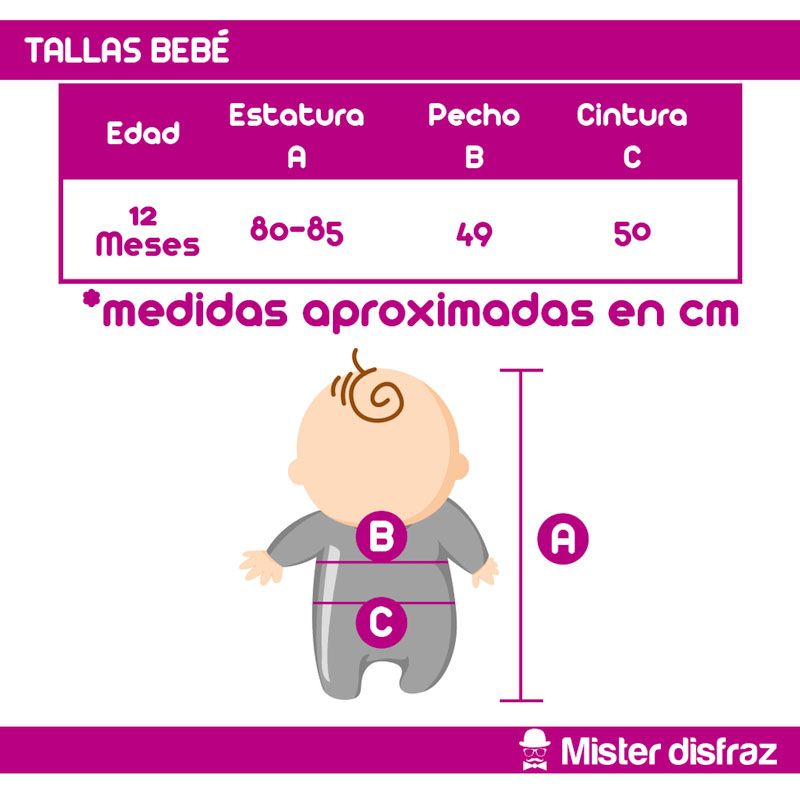 Tallas Disfraz de Bruja Carol Bebé Halloween - Disfraces de Halloween para Bebés Originales - MisterDisfraz.com