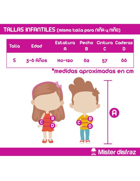 Tabla de Tallas - Disfraz de Monster Lila Infantil