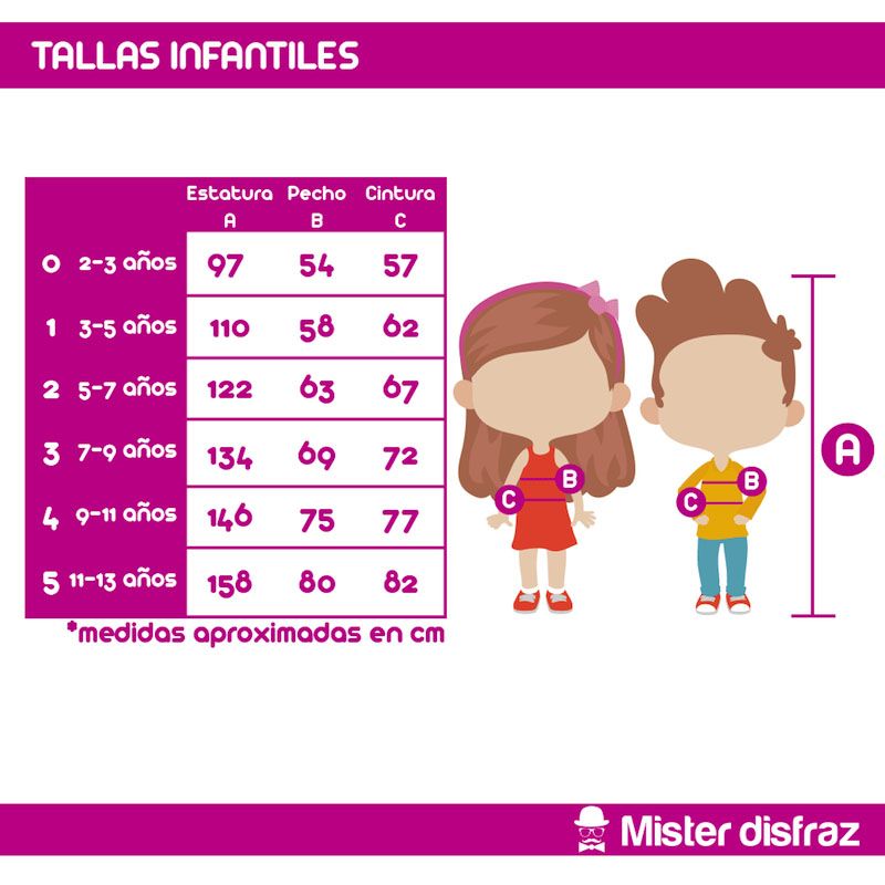  Tabla de tallas - Disfraz de Chulapo con Chaleco para niño