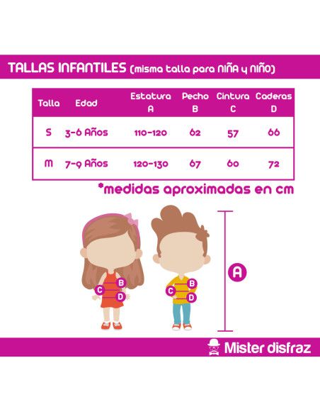 Tallas Disfraz de Bruja Colorin Salem para Niña Halloween - MisterDisfraz.com